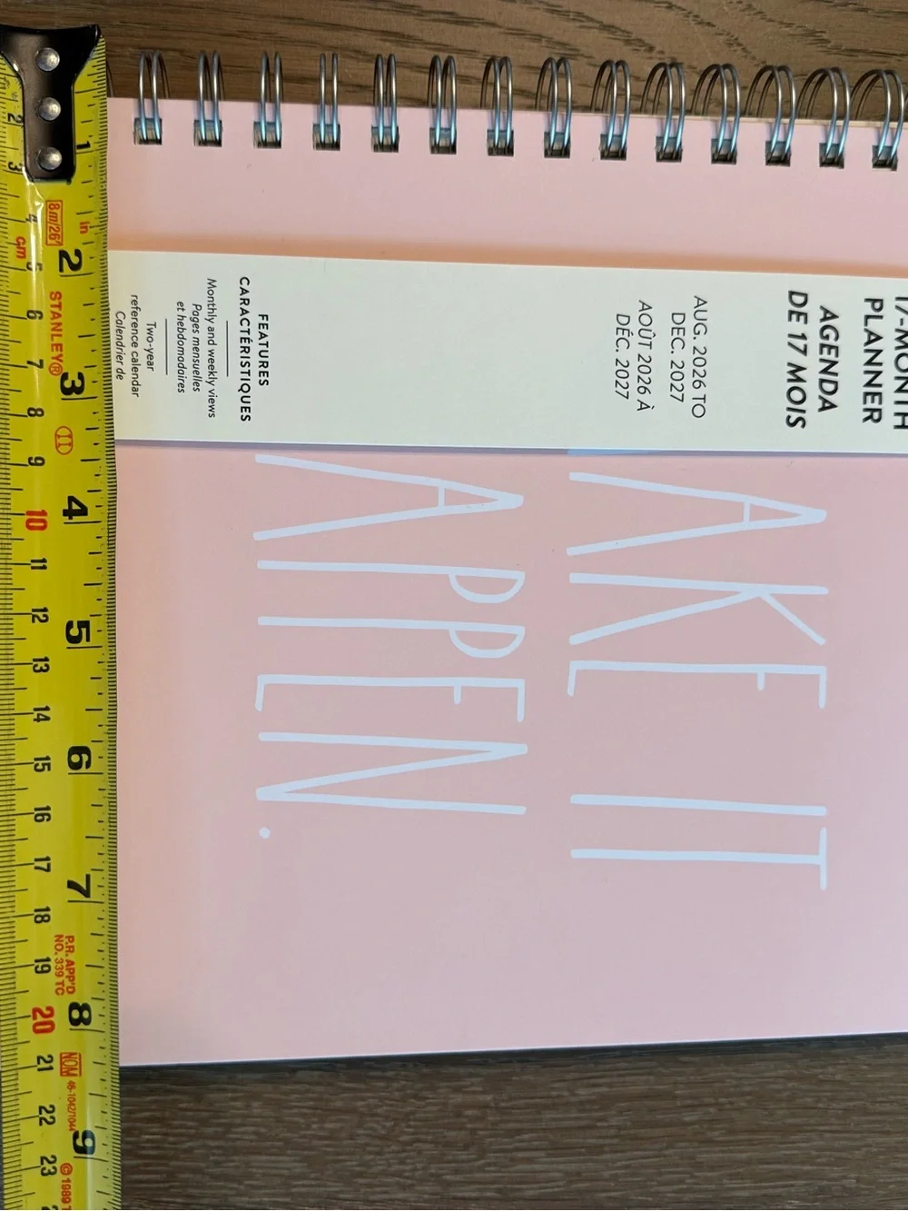 NWT Rae Dunn Hardcover 17 month Planner MAKE IT HAPPEN 2027